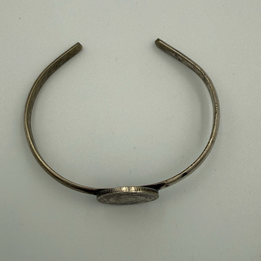 Silver Tone Republic Argentina 1882 Coin Cuff Bracelet - Picture 3 of 6
